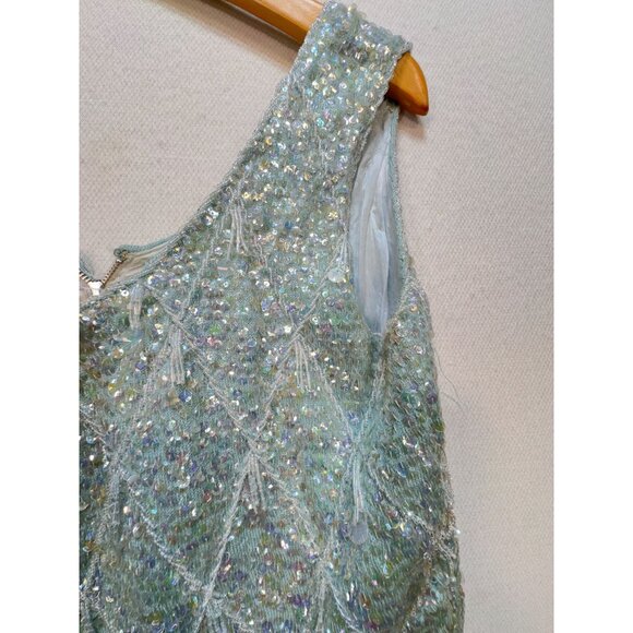 Vintage 100% Wool Sequined Beaded Tank Top Made In Hong Kong - Picture 7 of 16